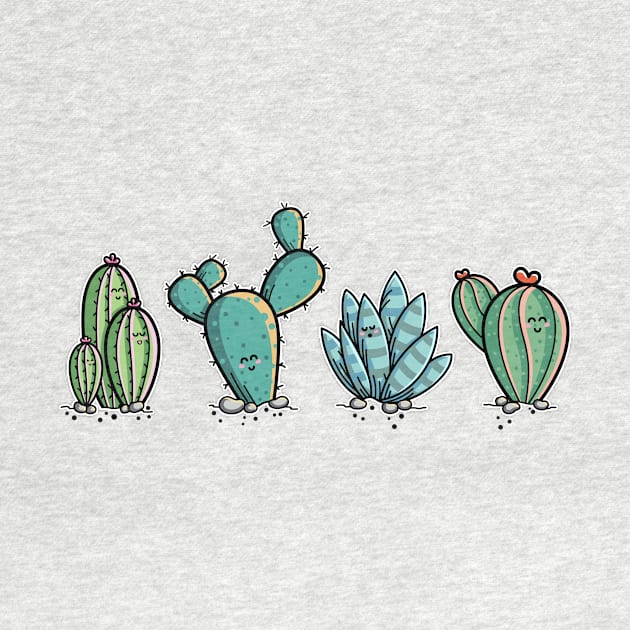 Kawaii Cute Cacti Desert Plants by freeves